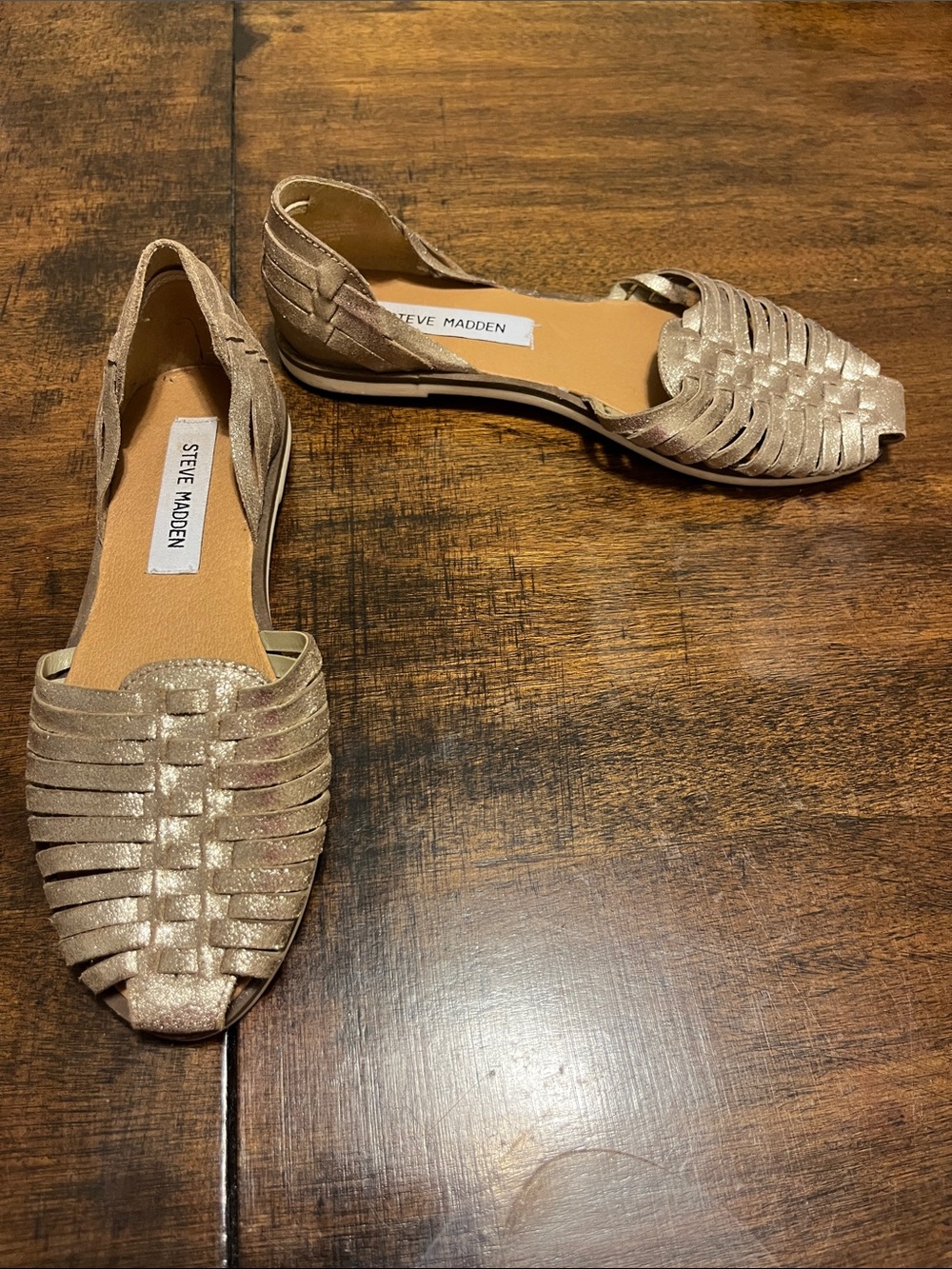Steve Madden Hillarie Dusty Gold Metallic Woven Flats US 5